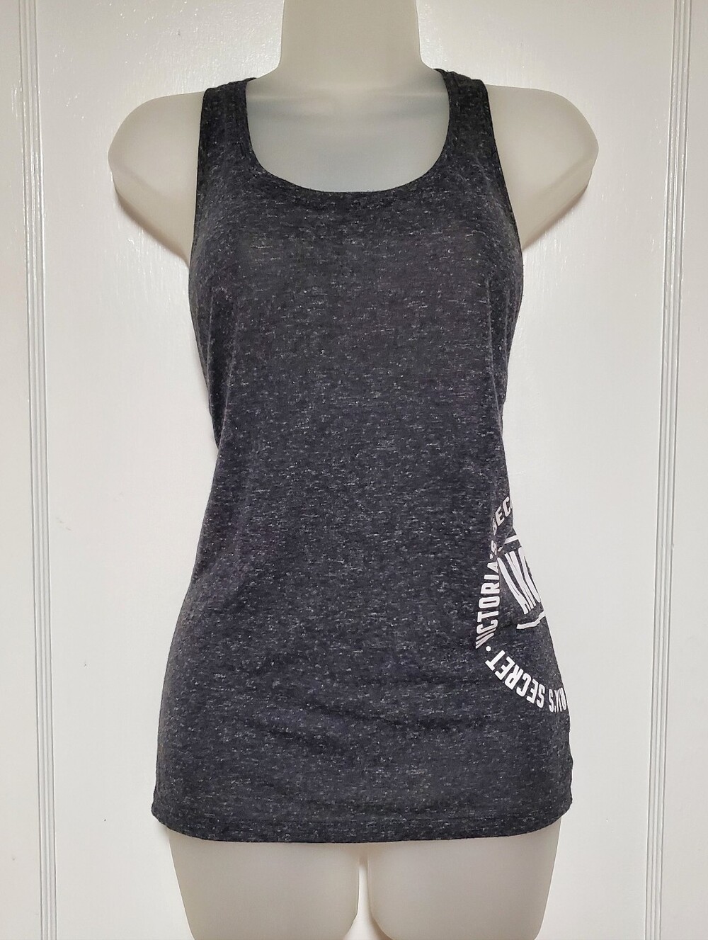 🆕️ Victoria's Secret Charcoal Racerback Tank with White Logo, Sz S